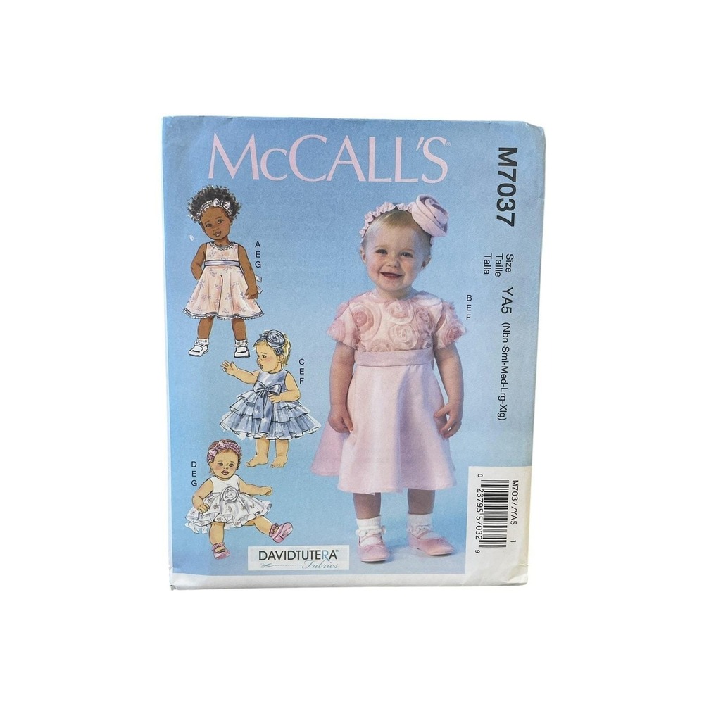 McCALL'S M7037 Infants' Dresses Panties Headbands Size‎ NB-XL
